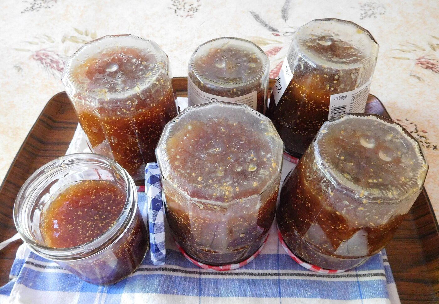 Jars of homemade fig jam